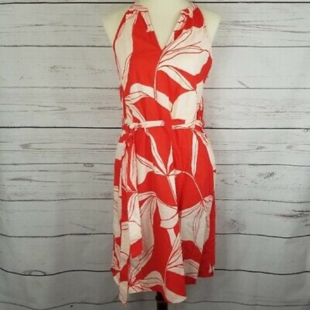 🌺 A New Day Women's XS Red Floral Halter Dress Tie Waist